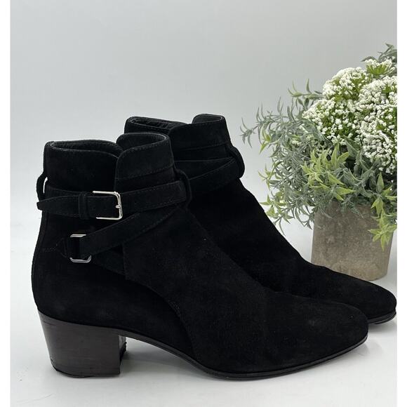 Saint Laurent Blake Jodhpur Womens Black Suede Ankle Bootie Sz IT 36/ US 5.5 - Picture 3 of 16